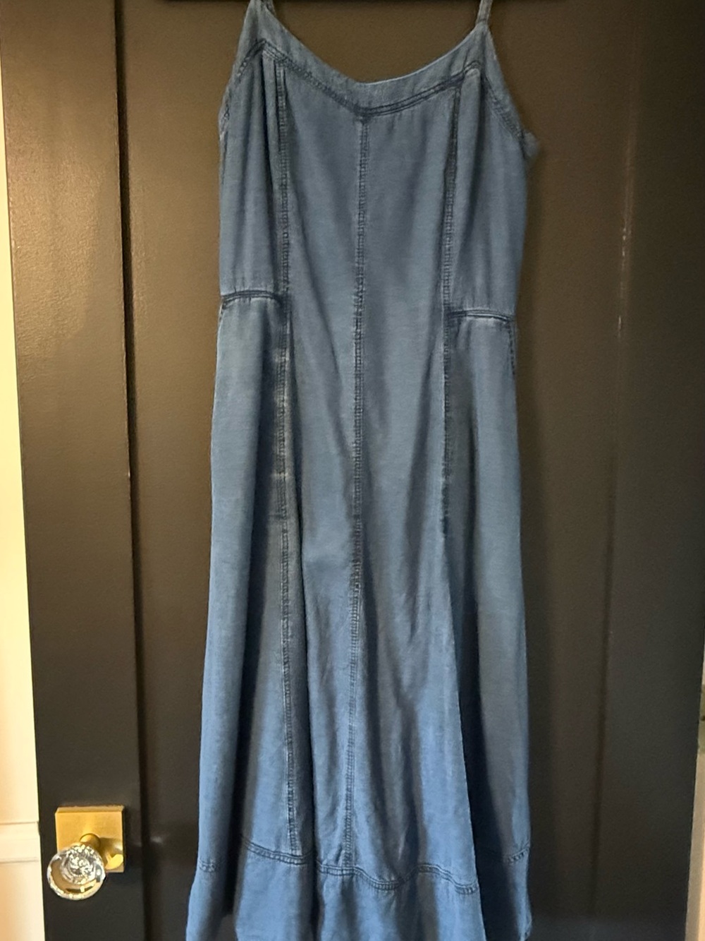 Banana Republic Denim Blue Maxi Slip Dress with pockets Sz 8